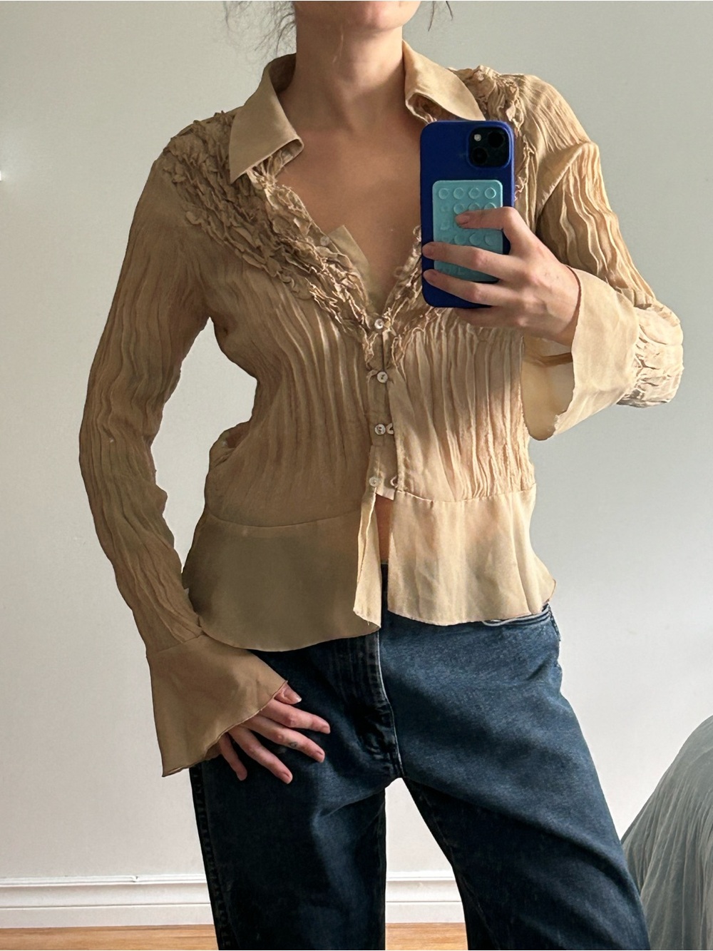 Vintage Sheer Y2K Button Up